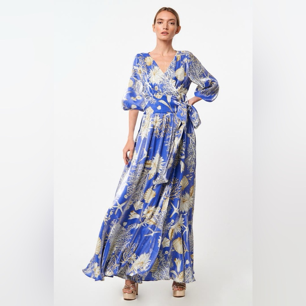 CIEBON Ariella Floral Print Side Tie Maxi Dress Size S